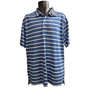 Dunning Men’s Golf Shirt Blue and White Size Large Gold Performance NWT